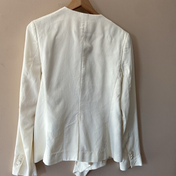 3.1 Phillip Lim -Tuxedo Blazer with Draped Overlap in Eggshell - Picture 8 of 9